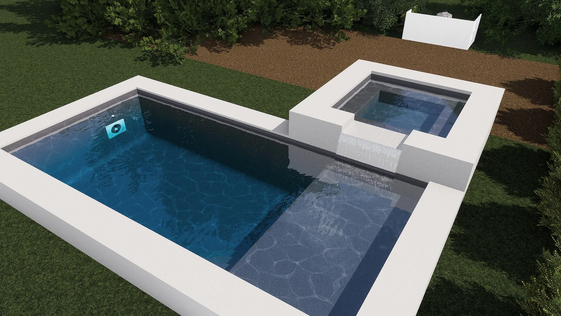 Modern Raised Pool with Elevated Spa alternate view
