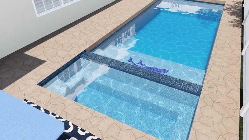 Narrow Side-Yard Pool with Tanning Ledge