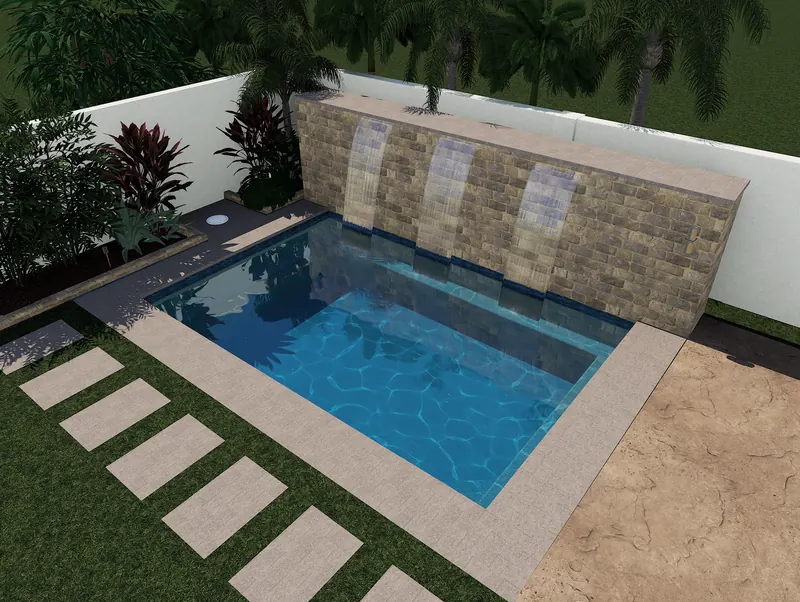Spool with stone feature wall